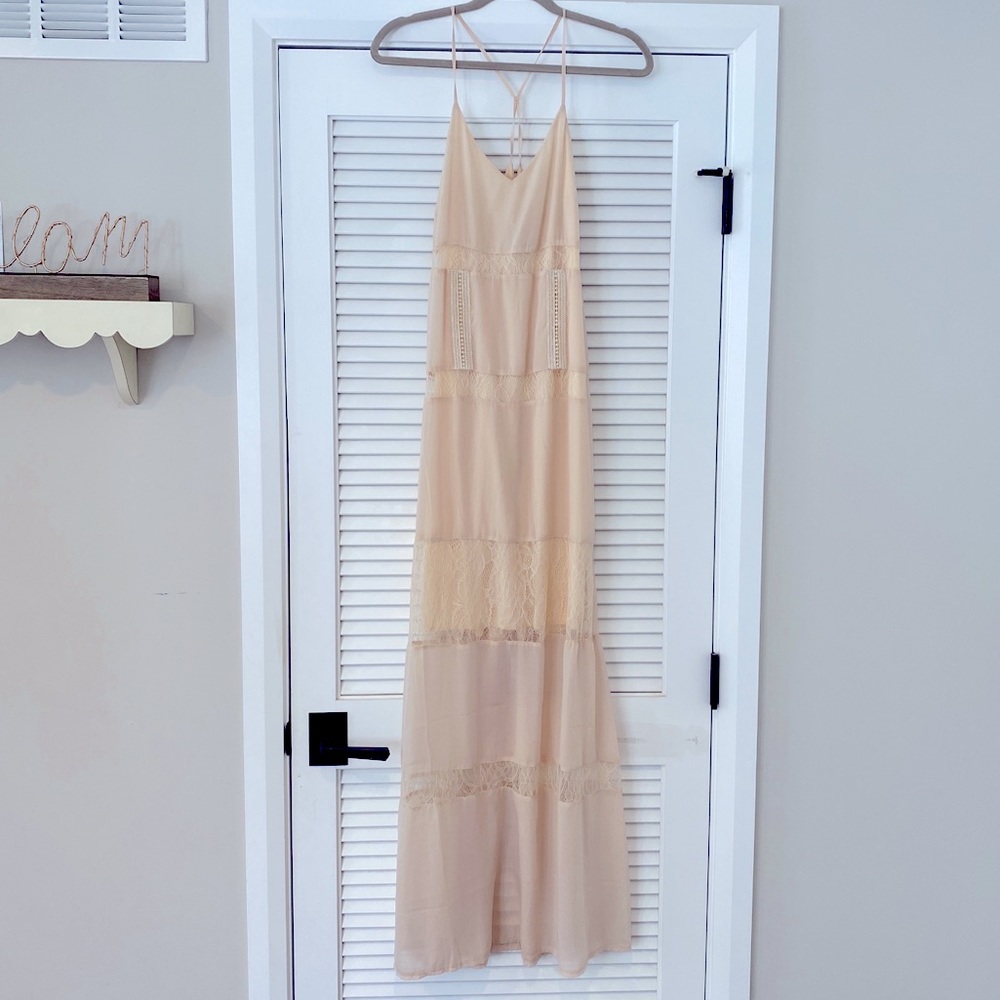 Astr Size S Black Lace & Nude Dress